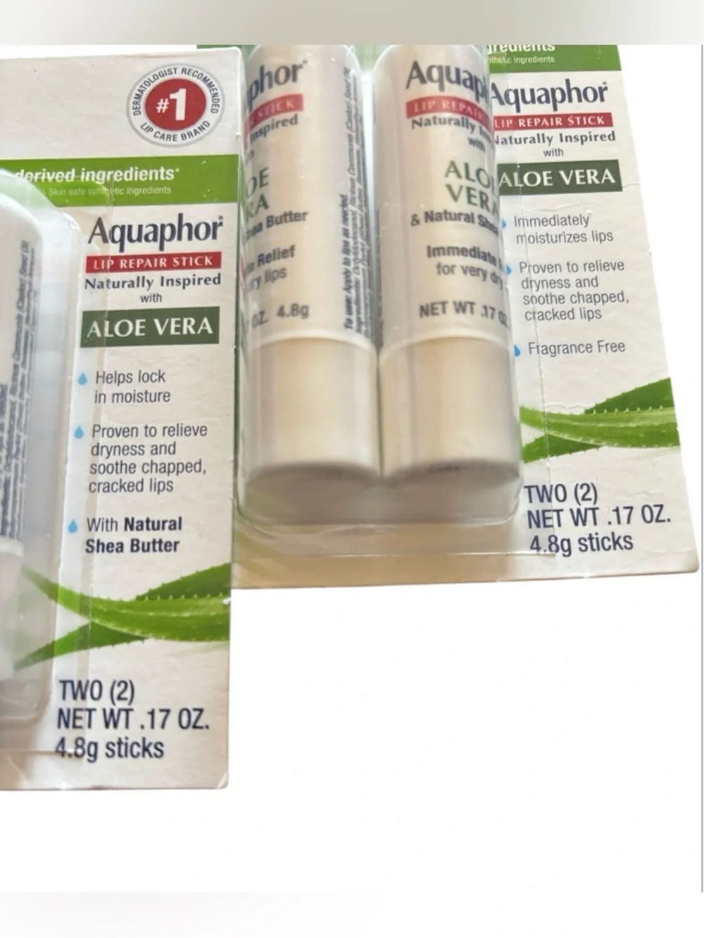 Aquaphor | Lip Repair Sticks BUNDLE | Aloe Vera Natural Shea Butter Lip Relief 2
